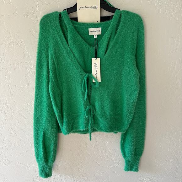 FRESHMAN 1996 | Women's Kelly Green Cardigan Tank Skirt 3 Pc Set NEW 90s Y2K S - Picture 1 of 8